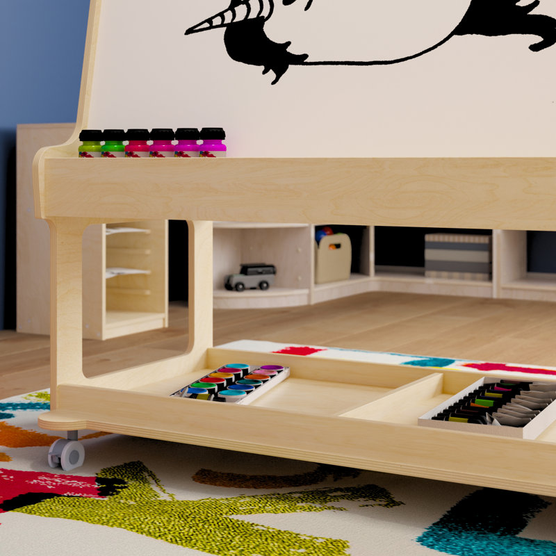 Bright Beginnings Commercial Wooden Mobile Art Center For 4 With Lower